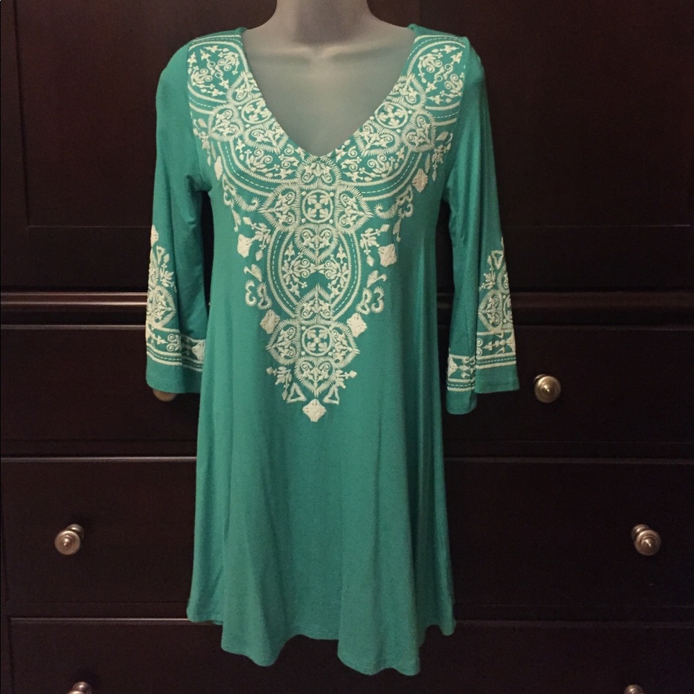Green V Neck Tunic